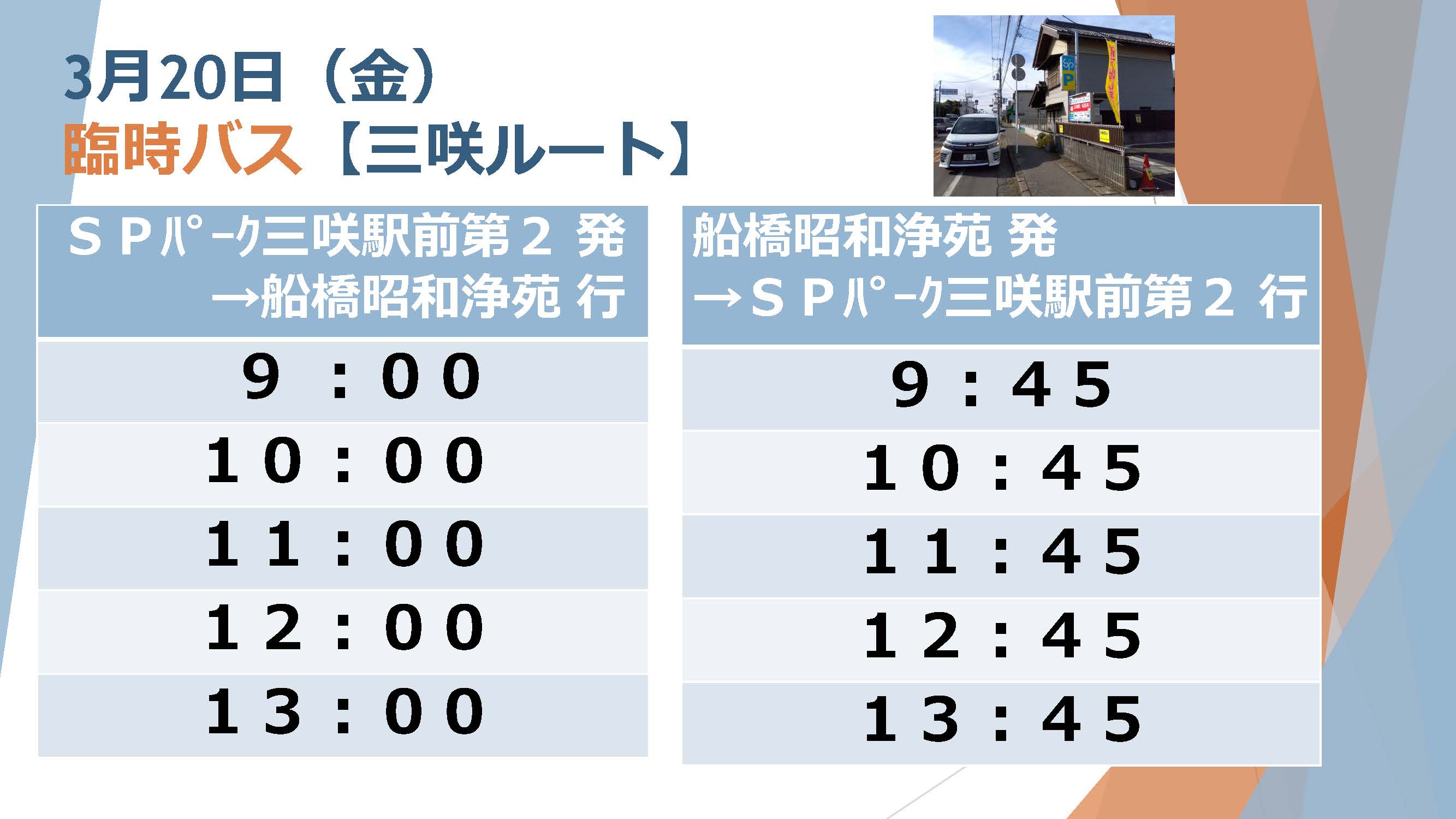 春彼岸臨時バス(三咲ルート)